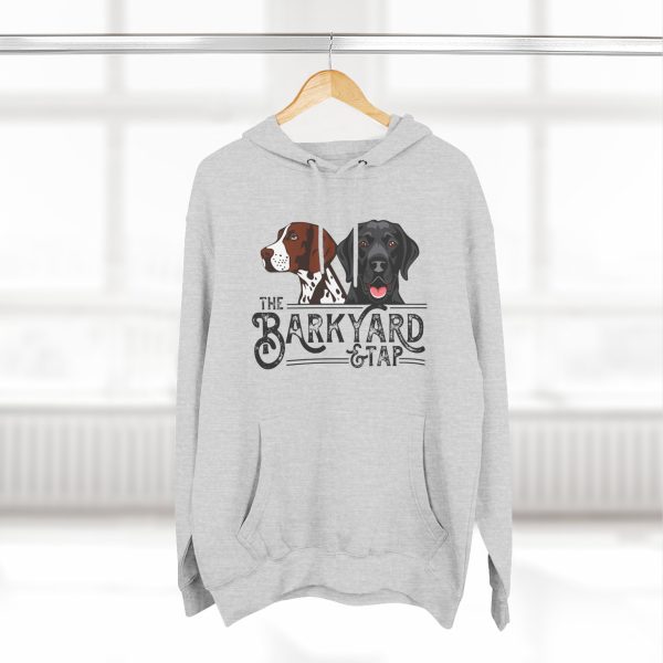 Dog Lover's Three-Panel Fleece Hoodie - Barkyard & Tap Design - Image 4