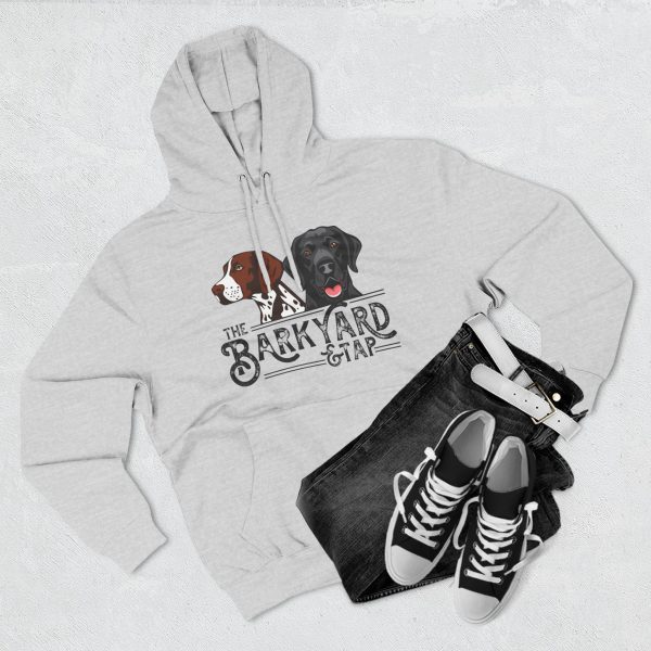 Dog Lover's Three-Panel Fleece Hoodie - Barkyard & Tap Design - Image 3